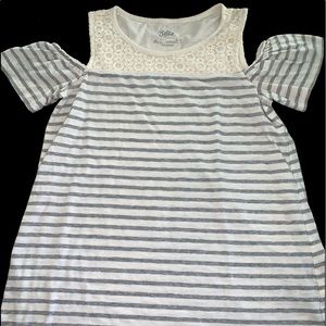 white and gray off the shoulder top ( girls 14/16 )